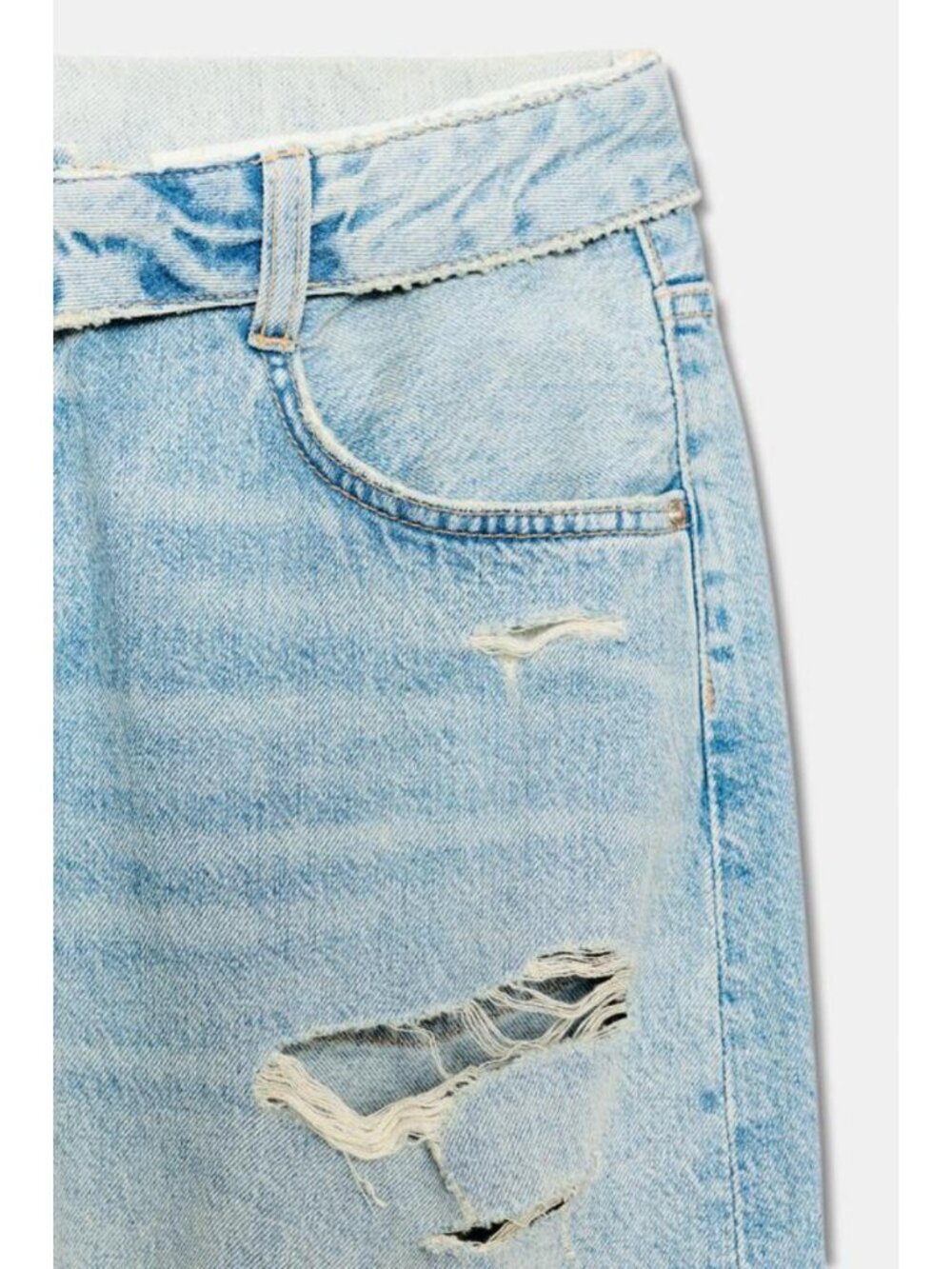 ZARA TRF OVERSIZED MID-RISE RIPPED CARGO JEANS - Picture 8 of 8